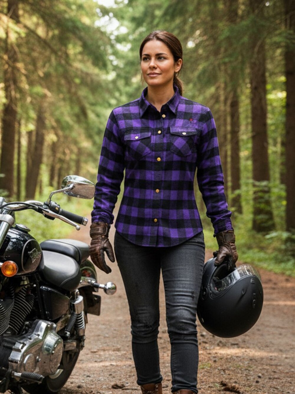 RIDERACT® Purple and Black Women Summer Shirt New Cotton Soft Shirt